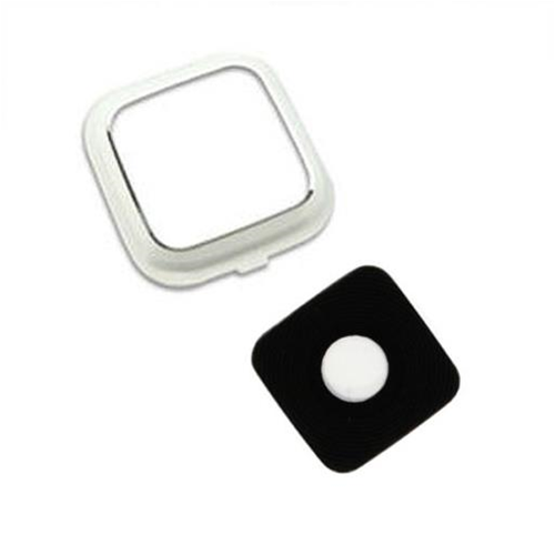 Vetrino fotocamera posteriore con frame e biadesivo. Colore bianco.