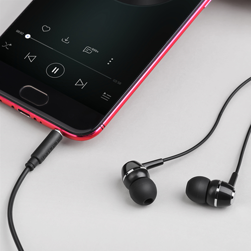 Auricolari 3.5mm BM36 "Acura" neri con mic. e comandi sul filo 1.2m