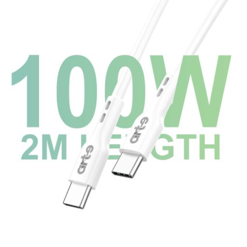 Cavo Type-C/Type-C Bianco 100W 2m  alta resistenza serie DATA STRONG