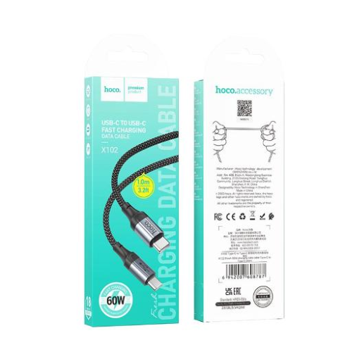Cavo dati/ricarica X102 "Fresh" nylon PD 60W Type-C/Type-C
