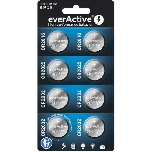 EverActive lithium batteries 4 x CR2032 2 x CR2025, 2 x CR2016