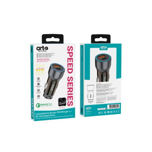 Caricabatteria da auto 18W QC3.0+PD25W serie Speed