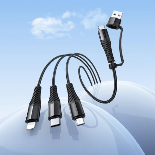 Hoco Cavo ricarica X123 3 in 1 (da usb c a lightning, usb c, microusb) nero