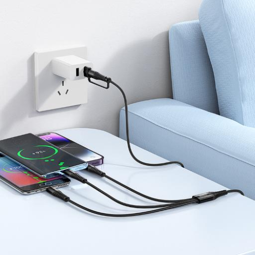 Hoco Cavo ricarica X123 3 in 1 (da usb c a lightning, usb c, microusb) nero