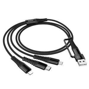 Hoco Cavo ricarica X123 3 in 1 (da usb c a lightning, usb c, microusb) nero
