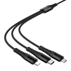 Hoco Cavo ricarica X123 3 in 1 (da usb c a lightning, usb c, microusb) nero