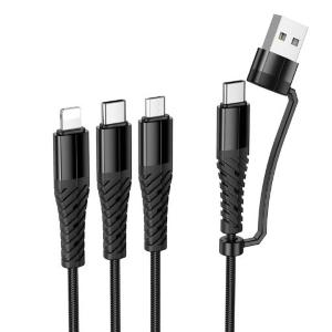 Hoco Cavo ricarica X123 3 in 1 (da usb c a lightning, usb c, microusb) nero