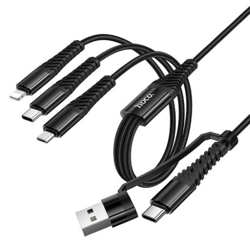 Hoco Cavo ricarica X123 3 in 1 (da usb c a lightning, usb c, microusb) nero