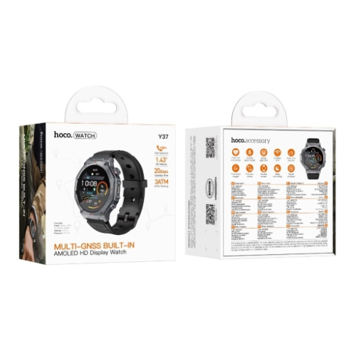 Hoco Y37 AMOLED GPS Smartwatch sports watch Black supporta chiamate BT