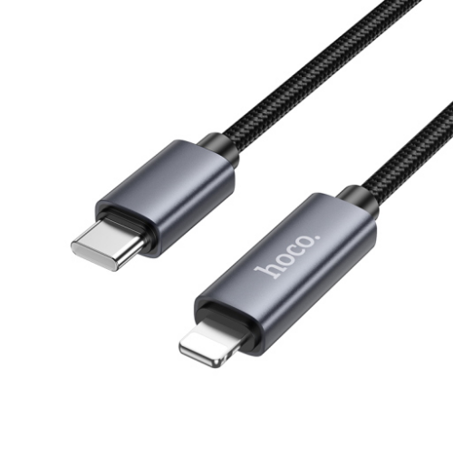 Cavo fast charge 27W PD type C-lightning con display  X112 "Favor" nero