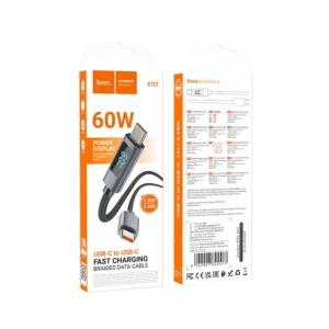Cavo fast charge 60W PD type C-type C con display  X112 "Favor" nero