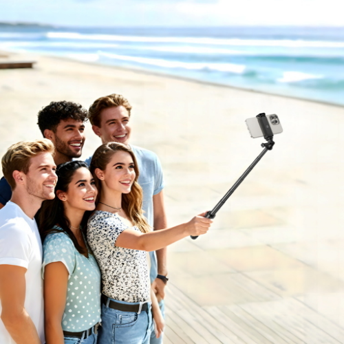 Treppiede multifunzione con selfie stick e controllo remoto K101 "Prestigio" nero