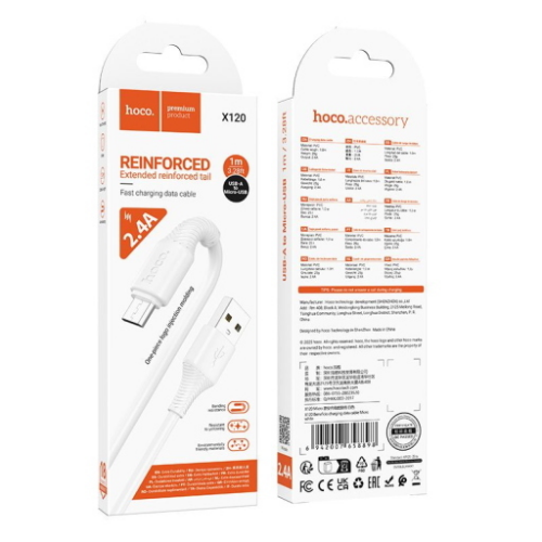 Cavo dati/ricarica X120 Micro usb 1m 2.4A bianco